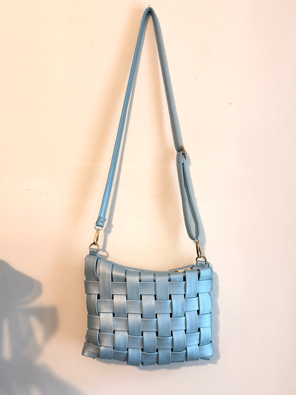 Anthropologie Light Blue Woven Crossbody Bag